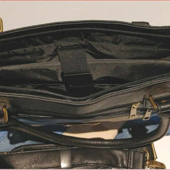 Vintage Guess Briefcase or Laptop Business Case Leather & Suede Blue/Off White - Picture 5 of 6